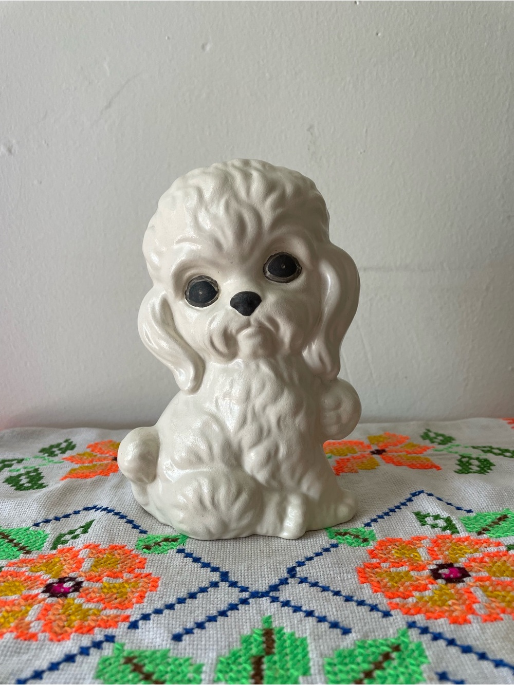 Vintage 1970s Ceramic Puppy Figurine